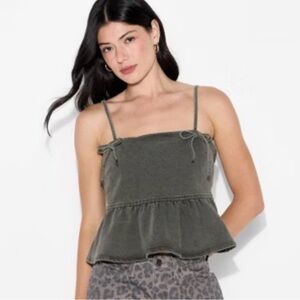 NWT Women’s Wild Fable Black Wash Denim Peplum Tank Top M